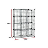 darrahopens Home & Garden > Home & Garden Others 12 Cube Wire Grid Organiser Bookcase Storage Cabinet Wardrobe Closet Black