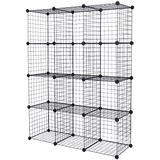 darrahopens Home & Garden > Home & Garden Others 12 Cube Wire Grid Organiser Bookcase Storage Cabinet Wardrobe Closet Black