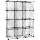 darrahopens Home & Garden > Home & Garden Others 12 Cube Wire Grid Organiser Bookcase Storage Cabinet Wardrobe Closet Black