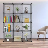 darrahopens Home & Garden > Home & Garden Others 12 Cube Wire Grid Organiser Bookcase Storage Cabinet Wardrobe Closet Black