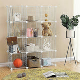 darrahopens Home & Garden > Home & Garden Others 12 Cube Wire Grid Organiser Bookcase Storage Cabinet Wardrobe Closet White