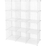 darrahopens Home & Garden > Home & Garden Others 12 Cube Wire Grid Organiser Bookcase Storage Cabinet Wardrobe Closet White