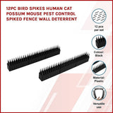 darrahopens Home & Garden > Home & Garden Others 12pc Bird Spikes Human Cat Possum Mouse Pest Control Spiked Fence Wall Deterrent
