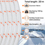 Darrahopens Home & Garden > Home & Garden Others 16mm 20m Safety Climbing Rope Nylon Rock Static Outdoor Boat Anchor Marine Rope Dock Lines Rope