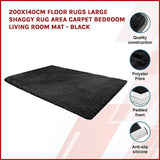 darrahopens Home & Garden > Home & Garden Others 200x140cm Floor Rugs Large Shaggy Rug Area Carpet Bedroom Living Room Mat - Black