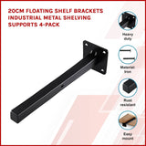 darrahopens Home & Garden > Home & Garden Others 20cm Floating Shelf Brackets Industrial Metal Shelving Supports 4-Pack