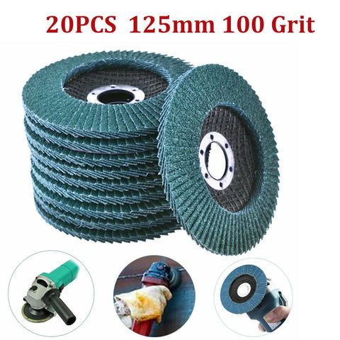 Darrahopens Home & Garden > Home & Garden Others 20PCS 5" 125MM Angle Grinder Flap Sanding Disc 100 Grit Grinding Wheel