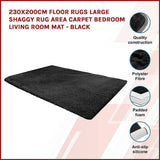 darrahopens Home & Garden > Home & Garden Others 230x200cm Floor Rugs Large Shaggy Rug Area Carpet Bedroom Living Room Mat - Black