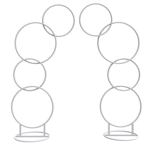Darrahopens Home & Garden > Home & Garden Others 2pcs Round Wedding Arch Backdrop Rings Loops Flower Balloon Lawn Row Stand