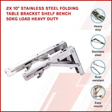 darrahopens Home & Garden > Home & Garden Others 2x 10" Stainless Steel Folding Table Bracket Shelf Bench 50kg Load Heavy Duty
