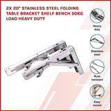 darrahopens Home & Garden > Home & Garden Others 2x 20" Stainless Steel Folding Table Bracket Shelf Bench 50kg Load Heavy Duty