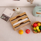 Darrahopens Home & Garden > Home & Garden Others 3 Grids Bamboo Food Wrap Dispenser Cutter Foil Cling Film Storage Holder Box Kitchen