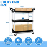 Darrahopens Home & Garden > Home & Garden Others 3 Tier Large Service Food Cart Restaurant Trolley Utility Cart Kitchen Catering Shelf Storage