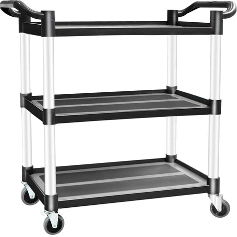 Darrahopens Home & Garden > Home & Garden Others 3 Tier Large Service Food Cart Restaurant Trolley Utility Cart Kitchen Catering Shelf Storage