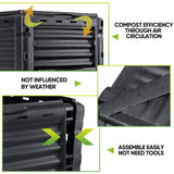 Darrahopens Home & Garden > Home & Garden Others 300L Large Garden Outdoor Compost Bin Composter BPA Free Compost Barrel