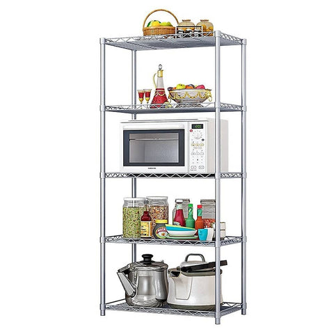 darrahopens Home & Garden > Home & Garden Others 5 Tier Chrome Metal Storage Rack Shelving Wire Shelf