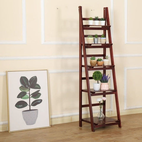 darrahopens Home & Garden > Home & Garden Others 5 Tier Wooden Ladder Shelf Stand Storage Book Shelves Shelving Display Rack
