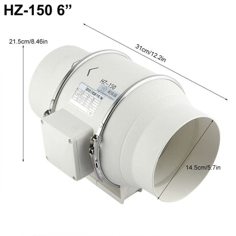 darrahopens Home & Garden > Home & Garden Others 6" Inch Silent Extractor Fan Duct Hydroponic Inline Exhaust Vent Industrial