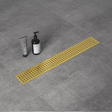 Darrahopens Home & Garden > Home & Garden Others 800mm Bathroom Shower Brushed Brass Grate Drain w/ Centre outlet Floor Waste