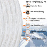 Darrahopens Home & Garden > Home & Garden Others 8mm 20m Safety Climbing Rope Nylon Rock Static Outdoor Boat Anchor Marine Rope Dock Lines Rope
