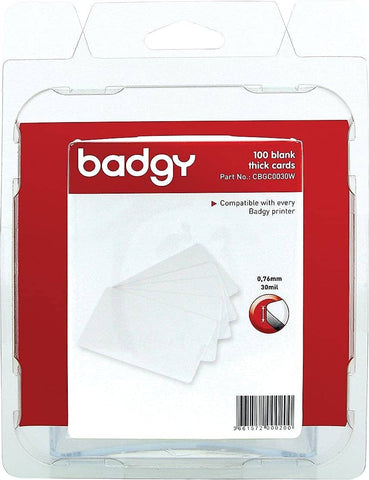 darrahopens Home & Garden > Home & Garden Others BADGY 100 X THICK Plastic Polyvinyl Chloride (PVC) cards (076MM-30MIL) Printable, Media thickness: 118 " Includes 100 cards Color White