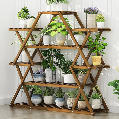 darrahopens Home & Garden > Home & Garden Others Bamboo Multilayer Flower Plant Bonsai Rack Shelf Stand Porch Lawn Patio