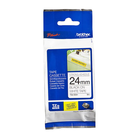 darrahopens Home & Garden > Home & Garden Others BROTHER TZeS251 Labelling Tape 24MM Black White Tape Strong Adhesive TZE Tape