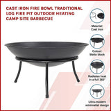 darrahopens Home & Garden > Home & Garden Others Cast Iron Fire Bowl Traditional Log Fire Pit Outdoor Heating Camp Site Barbecue