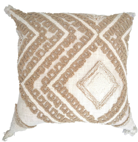Darrahopens Home & Garden > Home & Garden Others Cream cushion on beige with tufted diamond design 45x45cm