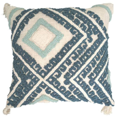 Darrahopens Home & Garden > Home & Garden Others Cream cushion with navy blue tufted diamond design 45x45 cm