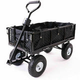 Darrahopens Home & Garden > Home & Garden Others Garden Dump Rolling Mesh Cart with Heavy Duty Steel Frame,10 Inch Pneumatic Tires Maximum Load Capacity of 300 Kg (Black)