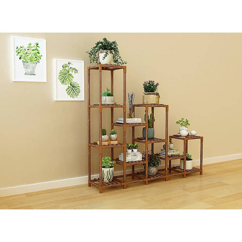 darrahopens Home & Garden > Home & Garden Others Indoor Outdoor Garden Plant Stand Planter Flower Pot Shelf Wooden Shelving - 12 Shelves
