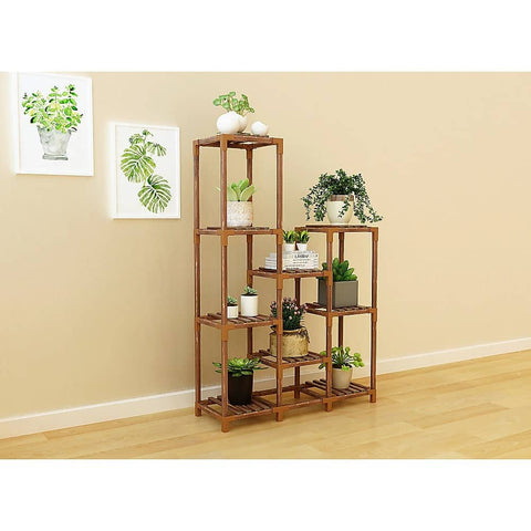 darrahopens Home & Garden > Home & Garden Others Indoor Outdoor Garden Plant Stand Planter Flower Pot Shelf Wooden Shelving - 9 Shelves