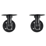 darrahopens Home & Garden > Home & Garden Others Industrial Black Iron Pipe Bracket Wall Mounted Floating Shelf - Set of 2