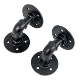 darrahopens Home & Garden > Home & Garden Others Industrial Black Iron Pipe Bracket Wall Mounted Floating Shelf - Set of 2