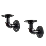 darrahopens Home & Garden > Home & Garden Others Industrial Black Iron Pipe Bracket Wall Mounted Floating Shelf - Set of 2