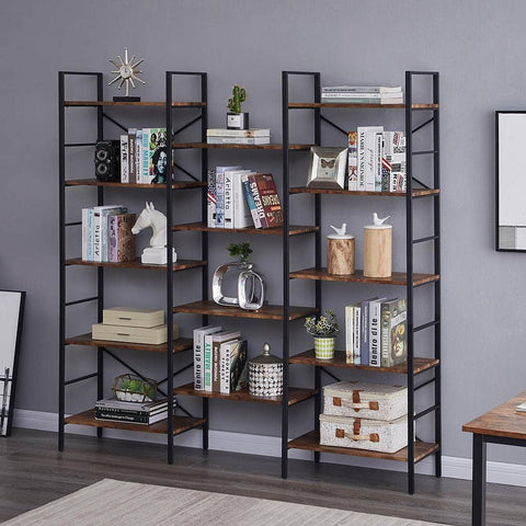Darrahopens Home & Garden > Home & Garden Others Industrial Shelf Bookshelf, Vintage Wood and Metal Bookcase Furniture for Home & Office