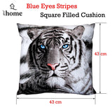 Darrahopens Home & Garden > Home & Garden Others Just Home Blue Eyes Stripes Tiger Square Filled Cushion