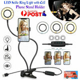 Darrahopens Home & Garden > Home & Garden Others LED Selfie Ring Light with Cell Phone Holder Flexible Stand Live Stream Lamp AU