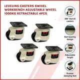 darrahopens Home & Garden > Home & Garden Others Leveling Casters Swivel Workbench Adjustable Wheel 1000KG Retractable 4PCS