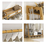 darrahopens Home & Garden > Home & Garden Others Portable Clothes Rack Coat Garment Stand Bamboo Rail Hanger Airer Closet