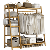 darrahopens Home & Garden > Home & Garden Others Portable Clothes Rack Coat Garment Stand Bamboo Rail Hanger Airer Closet
