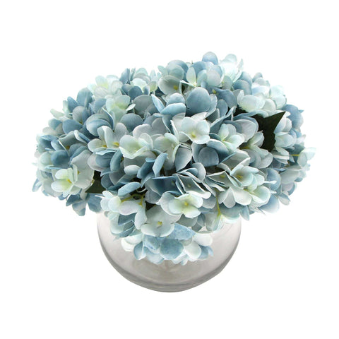 darrahopens Home & Garden > Home & Garden Others Premium Faux Hydrangea With Glass Vase (Artificial Flowering Blue Hydrangea) 23cm