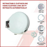 darrahopens Home & Garden > Home & Garden Others Retractable Clothesline Hang Clothes Line 20 Ft Retracts Automatically