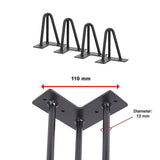 darrahopens Home & Garden > Home & Garden Others Set of 4 Industrial 3-Rod Retro Hairpin Table Legs 12mm Steel Bench Desk - 11cm Black