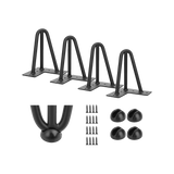 darrahopens Home & Garden > Home & Garden Others Set of 4 Industrial 3-Rod Retro Hairpin Table Legs 12mm Steel Bench Desk - 11cm Black