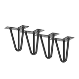 darrahopens Home & Garden > Home & Garden Others Set of 4 Industrial 3-Rod Retro Hairpin Table Legs 12mm Steel Bench Desk - 11cm Black