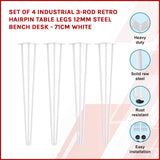 darrahopens Home & Garden > Home & Garden Others Set of 4 Industrial 3-Rod Retro Hairpin Table Legs 12mm Steel Bench Desk - 71cm White