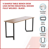darrahopens Home & Garden > Home & Garden Others V Shaped Table Bench Desk Legs Retro Industrial Design Fully Welded - Black