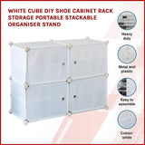 darrahopens Home & Garden > Home & Garden Others White Cube DIY Shoe Cabinet Rack Storage Portable Stackable Organiser Stand
